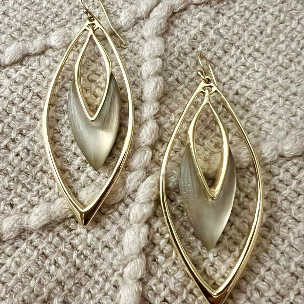 Alexis Bittar Gold plated and warm grey Lucite Earrings
